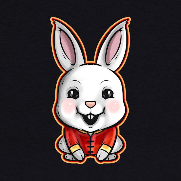 Cute Kawaii Rabbit In Chinese Jacket 2023 Chinese New Year by SinBle